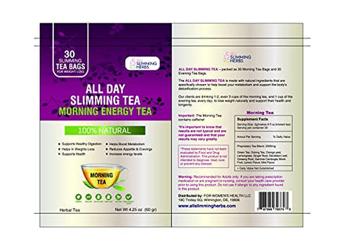 ALL SLIMMING HERBS - Chá Emagrecedor All Slimming Herbs para Perda de Peso – Desintoxicação Natural de 30 Dias que Reduz a Barriga – Chá Energético Diurno 30 Sachês Chá Desintoxicante Noturno 30 Sachês