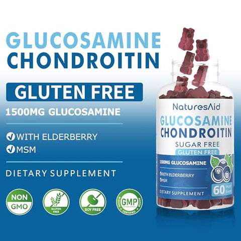 Natures Aid - Gomas de Glucosamina Condroitina com MSM – Fortaleça suas articulações – 60 g