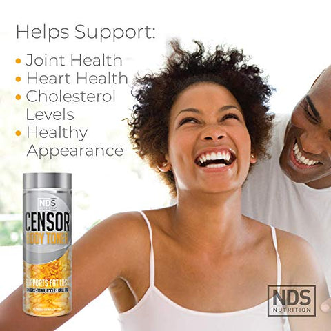 NDS Nutrition – Queimador de Gordura e Modelador Corporal com CLA, Óleo de Peixe, Cártamo e Mistura de Ômega 3-6-9 – Suplemento Dietético para Energia, Metabolismo e Saúde – 180 Softgels - Censor