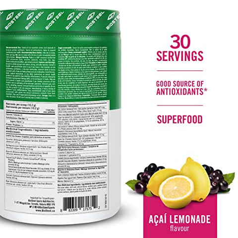 Greens Sport Superfood Açaí Limonada, 306g – Energia Natural para Atletas - BIOSTEEL