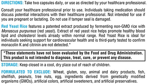 Red Yeast Rice – Suplemento de Arroz Vermelho Não-OGM para Manter Níveis Saudáveis de Colesterol Lipídico no Sangue – Suporte Cardiovascular – Livre de Citrinina Testada (60 cápsulas) - XYMOGEN