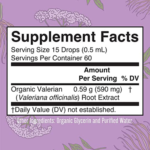 Valerian Root Liquid Drops | 2 Meses de Fornecimento | Sem Açúcar | Valerian Root Drops Orgânico Certificado pelo USDA | Suporte ao Sono | Alívio Calmo e do Estresse | Vegano | Não-OGM | Sem Glúten - MaryRuth Organics