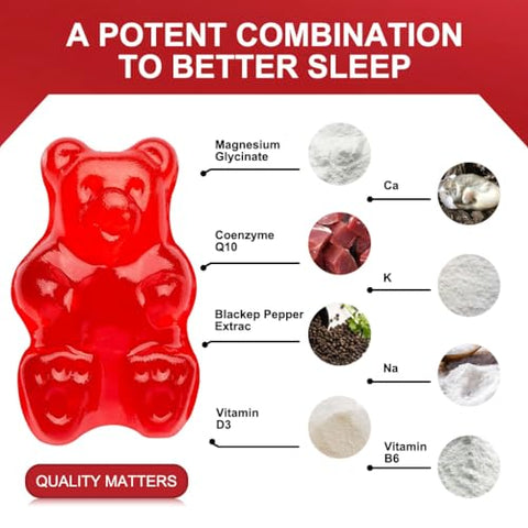 GORNVB - Magnesium Glycinate Gummies 400mg – Suplemento de Magnésio Glicinato em Gomas – Complexo de Magnésio Quelato de Potássio com VitD, B6, CoQ10 – Suporte para Memória, Calma, Humor