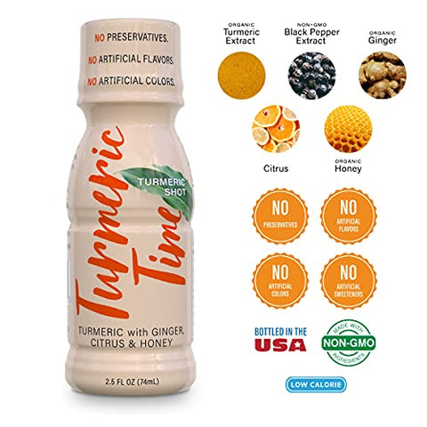 Turmeric Time - Turmeric Shots – Gengibre, Citrus – 100% Natural – 30ml – Saúde e Bem-Estar
