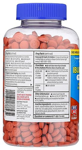 Ibuprofeno 200mg – 1000 Comprimidos | Alívio da Dor e Redutor de Febre, Alívio de Enxaqueca – Alívio de Dor nas Costas – Alívio de Dor Artrítica – Analgésico - Rite Aid