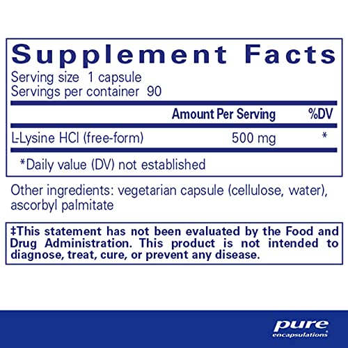 L-Lysine – Suplemento de Aminoácido Essencial para Suporte Imunológico  Pure Encapsulations - Pure Encapsulations