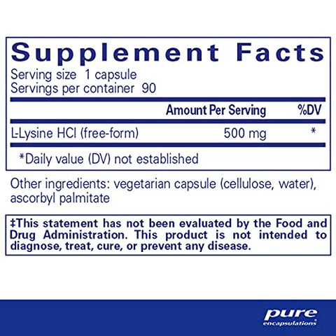 L-Lysine – Suplemento de Aminoácido Essencial para Suporte Imunológico  Pure Encapsulations - Pure Encapsulations