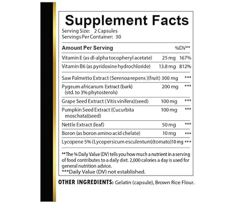 Generic - Complexo Natural de Próstata – Avançado Suplemento de Saw Palmetto para Homens, Fórmula de Próstata com Saw Palmetto, Extrato de Urtiga para Próstata, Suporte Herbal para Próstata – 2 Frascos