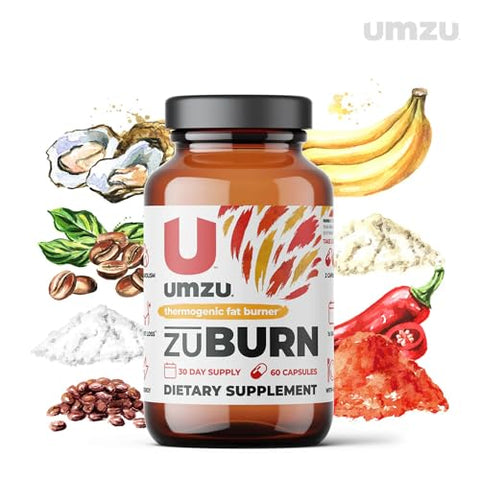 ZuBurn: Queimador de Gordura Termogênico para uma Composição Corporal Saudável | Ingredientes Naturais para Apoiar o Metabolismo, Aumentar a Queima de Calorias - UMZU