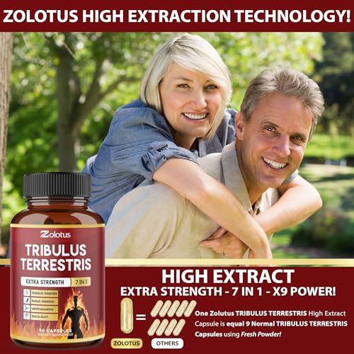 Tribulus Terrestris 8650mg por Cápsula – Alta Potência com Ashwagndha, Panax Ginseng, Saw Palmetto, Maca, Shilajit. Aumente Energia, Humor e Resistência - Zolotus