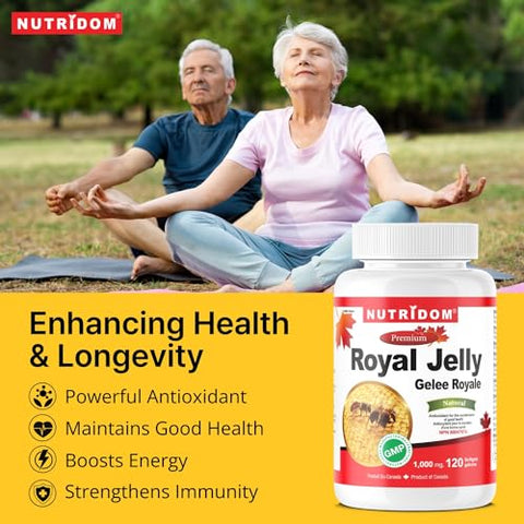 Nutridom - Geléia Real 1000mg, 120 cápsulas (Um Frasco) – Marca Real Jelly, Alta Visibilidade
