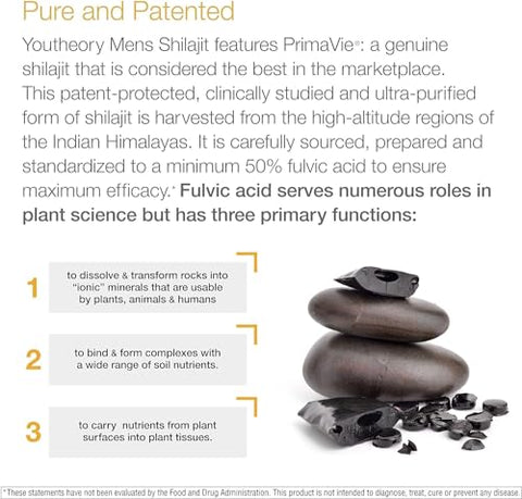 Shilajit para Homens – Cápsulas de 250 mg – Suplemento Energético – Suporta Resistência - Youtheory