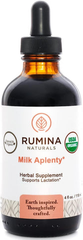 Rumina Naturals - Milk Aplenty: Suplemento de Lactação para Aumentar Naturalmente a Produção de Leite Materno. Orgânico Certificado para Amamentação. Livre de Fenacho, 100% Natural