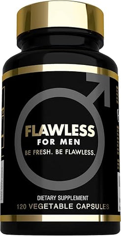 Flawless For Men - Suplemento Mega Dose 3000mg USA’s com Psyllium Husk, Aloe Vera e Semente de Chia – 120 Cápsulas Rica em Fibras
