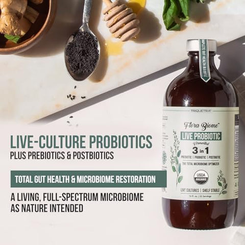 Triquetra Health - Flora Biome – Probiótico Vivo, Prebiótico | 100% Natural | 30g