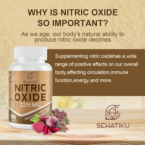 SehatiKu - Suplemento de Óxido Nítrico 2255 MG – Potencializador de Óxido Nítrico