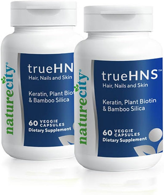 NatureCity - True-HNS Cynatine Keratin e Biotina Vegetal | Cápsulas Veggie 120 un. | Cabelos e Unhas Mais Fortes e Saudáveis | Não Transgênico