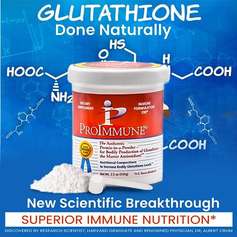 ProImmune Immune Formulation 200 - 2 Meses de Glutationa em Pó Autêntico para Produção Corporal de Glutationa. Composições Nutricionais para Aumentar os Níveis de Glutationa no Corpo