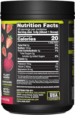 Healthy Delights - Nature Fuel Power Beets em Pó, Delicioso Açaí e Romã, Suplemento Superfood Concentrado, Suporte à Circulação, Energia Natural