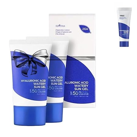 Isntre Hyaluronic Acid Watery Sun Gel 50ml x (2-PACK) + Brinde Toner Ácido Hialurônico Mini 20ml | Protetor Solar Facial | Cuidados com a Pele Coreana | Hidratante Facial
