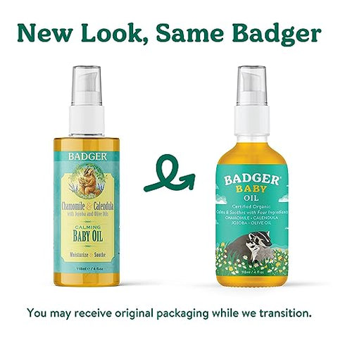 Óleo de Bebê Badger, Camomila – Hidratação Suave para a Pele Delicada – 100% Natural – 120ml