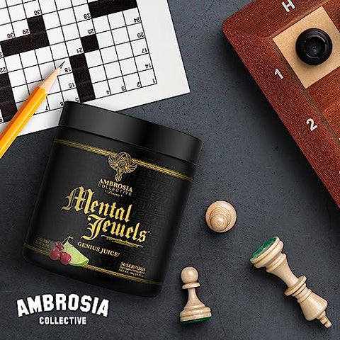 Mental Jewels em Pó – Potencializador Cognitivo | Aumente Memória, Habilidades de Comunicação, Concentração | Ambrosia - Ambrosia