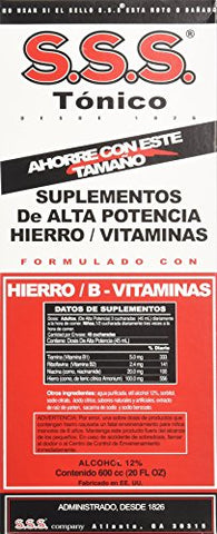S.S.S. - SSS Tonic Líquido 20 OZ – Energia e Vitalidade para o seu dia – 590 ml