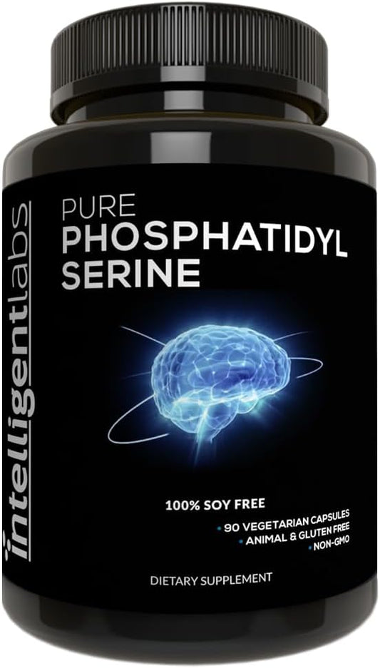 Suplemento de Fosfatidilserina 100mg | 90 Cápsulas de Alta Potência | Livre de Soja e Alergênicos | Puro Fosfatidilserina de Lecitina de Girassol - Intelligent Labs