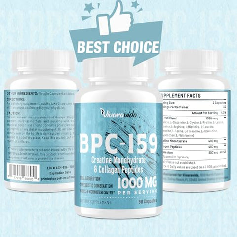 Vivaravida - BPC-159 Cápsulas de Peptídeo 1500mcg – Alta Potência BPC 159 – Sem Glúten | 120 Cápsulas