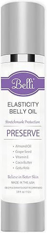 Óleo de Barriga para Estrias na Gravidez Belli: 3,8 Onças de Cuidados Essenciais para a Pele Materna com Vitamina E para uma Pele Saudável, Proteção contra Cicatrizes, Recomendado por Obstetras e Dermatologistas