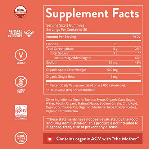 Gomas de Vinagre de Maçã ACV Puro com A Mãe – Orgânico Certificado pelo USDA – Vegano – Gomas de ACV – 60 Unidades - WellPath