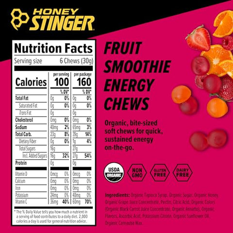 Energy Chew Orgânico de Smoothie de Frutas | Sem Glúten | 30g - Honey Stinger