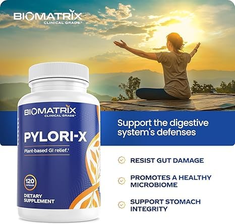 BioMatrix - Pylori-X: Defesa contra H. Pylori | Chá Matula Alternativo c/ Mastic Gum, Berberine, Zinco Carnosina, Sais de Bismuto | Equilíbrio do Microbioma, Alívio Digestivo (120 Cápsulas)
