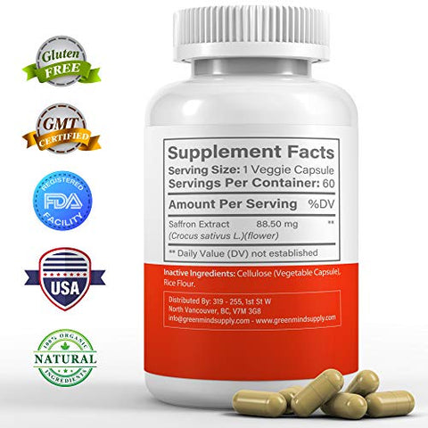 Niro Nutro - Cápsulas de Extrato Orgânico de Açafrão para os Olhos – Suplemento de Açafrão, 100% Natural e Potente (60 cápsulas)