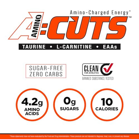 AMINOCUTS (ACUTS) – Bebida Energética Amino-Carregada com Taurina, L-Carnitina, Extrato de Café Verde, Sabor Framboesa Azul, 36 Porções - ALLMAX Nutrition