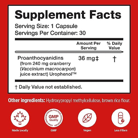 Szio+ - Utiva Cranberry PACs – Ingredientes Clinicamente Estudados 36mg PACs para Prevenção de ITU – Suplemento para Saúde do Trato Urinário para Mulheres e Homens – Comprimidos de Extrato de Cranberry para Bexiga – Marca Utiva