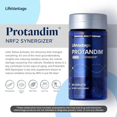 LifeVantage - Protandim NRF2 Synergizer – Ativador NRF2, Suplemento Antioxidante, Combate o Estresse Oxidativo, Anti-Envelhecimento, Mistura de Nutrientes (30 Cápsulas)
