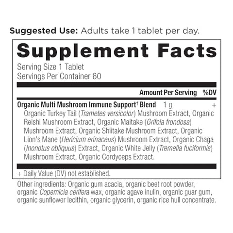 Suplemento de Cogumelos Orgânicos para Suporte Imunológico, Resposta ao Estresse, Sem Glúten, Paleo e Keto, 60 Comprimidos - Ancient Nutrition