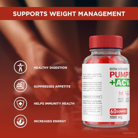 NutraRize - Gomas Pump Burn ACV – 2 Pacotes, Perda de Peso Avançada, Máxima Potência – 120 Gomitas