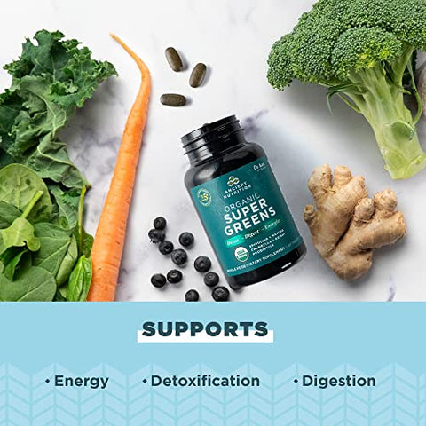 Super Greens com Probióticos, Comprimidos Orgânicos de Superfood Feitos de Spirulina, Chlorella, Moringa e um Probiótico Resistente, 30 Porções, 90 Comprimidos - Ancient Nutrition