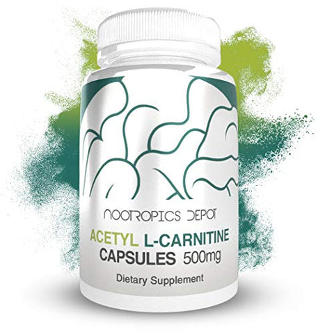 Nootropics Depot - Cápsulas de Acetil L-Carnitina | 500mg | 90 Unidades | Forma HCL | Suplemento Energético | Suporta a Função Mitocondrial | ALCAR HCL