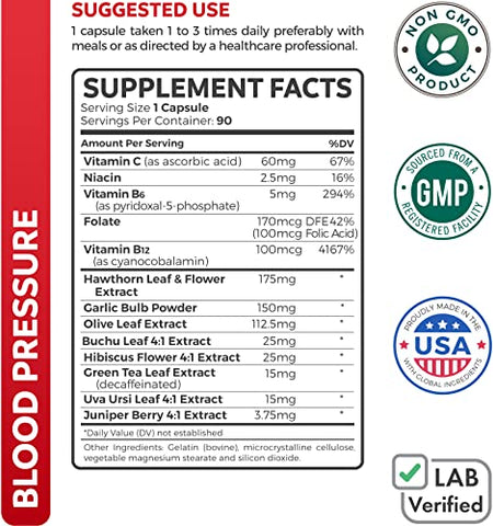 Healths Harmony - Suplemento de Suporte à Pressão Arterial (NON-GMO) Ervas Naturais Premium, Vitaminas