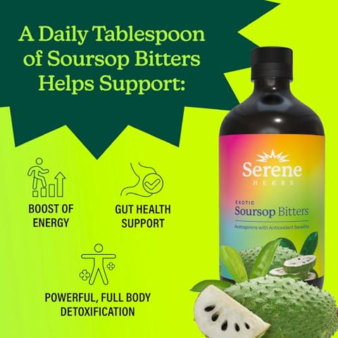 Serene herbs - Bitter de Graviola Líquido com Folhas de Graviola para Saúde Intestinal – 100ml