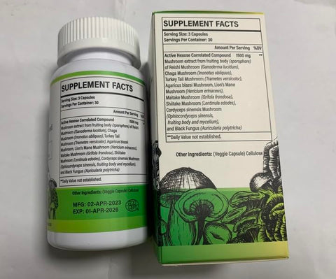SZCZEKIN - Active Hexose Correlated Compound 1500 mg – Suplemento de Extrato Natural de 8 Cogumelos, Sistema Imunológico, Função Hepática, Atividade de Células Natural Killer e T, 360 Cápsulas Vegetais