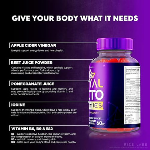 rize labs - (2 Pacotes) Gomas Royal Keto – RoyalKeto ACV Gomas Regal Keto Orgânicas para Apoio à Dieta de Redução de Gordura Abdominal – Perda de Peso Regal para Homens e Mulheres – Gomitas de Vinagre de Maçã Extra