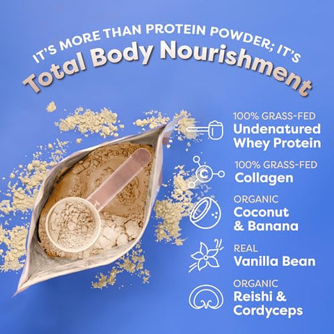 Smoothie Proteico em Pó, Baunilha – Smoothie de Proteína Whey 100% Grass-Fed com Colágeno (25g de Proteína) – Sem Glúten - FlavCity
