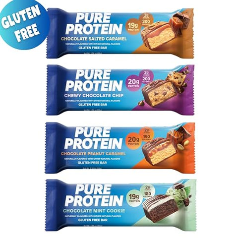 Barra de Proteína Pura, Pack com 12 Sabores Diferentes, (12 Unidades), Sem Glúten, Baixo teor de Açúcar, Pacote Promocional por ZIGGALOU™