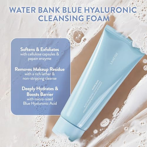 LANEIGE Water Bank Cleansing Foam: Ácido Hialurônico, Papaina, Suaviza e Amacia Visivelmente  LANEIGE