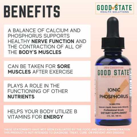 Concentrado Ultra de Fósforo | Minerais Traços Iônicos Líquidos | Soluções Homeopáticas para Digestão | Melhora a Absorção de Nutrientes | 100 Porções | 50 mL - Good State