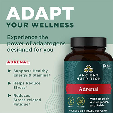 Adrenal Support com Ashwagandha por Ancient Nutrition: Reduz o Estresse – 60 cápsulas